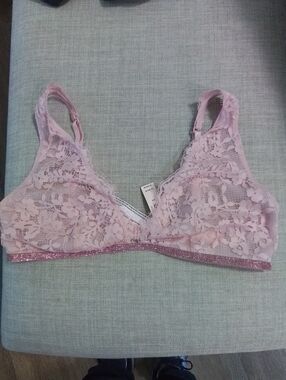 Victorias Secret Dream Angels Lace Bralette with Rhinestone Band - Pink